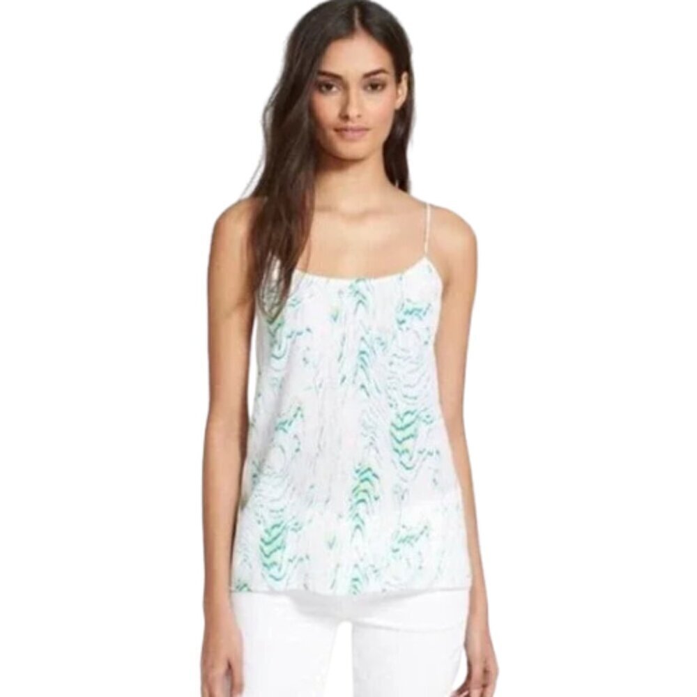 EQUIPMENT Shirt Womens Small White Blue Green Cara Silk Marble Print Cami
